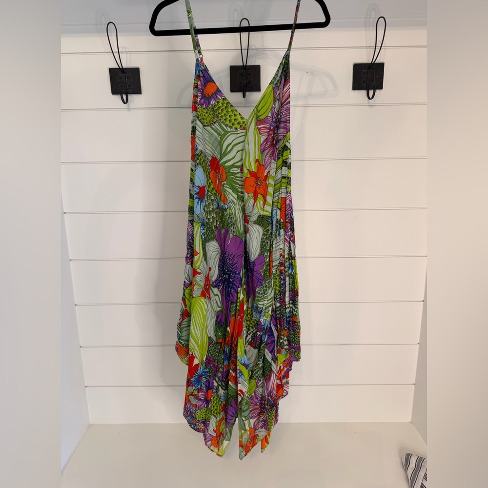 Anthropologie Green and Purple Floral Sundress (M/L)